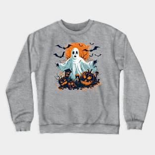 Vintage Halloween Pumpkin Ghost Bats Cute Retro Super Cool Best Gift Crewneck Sweatshirt